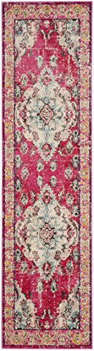 SAFAVIEH Monaco Collection Runner Rug - 2'2" x 6', Pink & Multi, Non-Shedding & Easy to Clean, Distressed Medallion Design, Ideal for Hallway, Foyer, Entryway, Kitchen, Bedroom (MNC243D) - color: Pink/Multi, size: 2'2" x 6' (Runner)