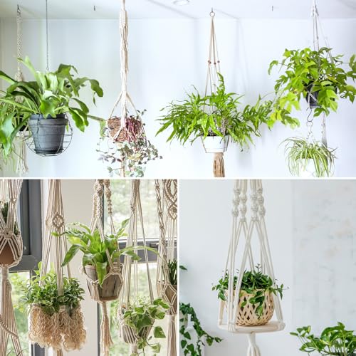 Hdviai Macrame Plant Hanger Kit, 3mm x 220Yards Cord for Adult Beginners DIY Macrame Wall Hanging Kit, with 2Pcs Wooden Dowels + Beginner's Manual + Soft Ruler+ Five Wooden Beads - size: 3MM x 220Yards Kit