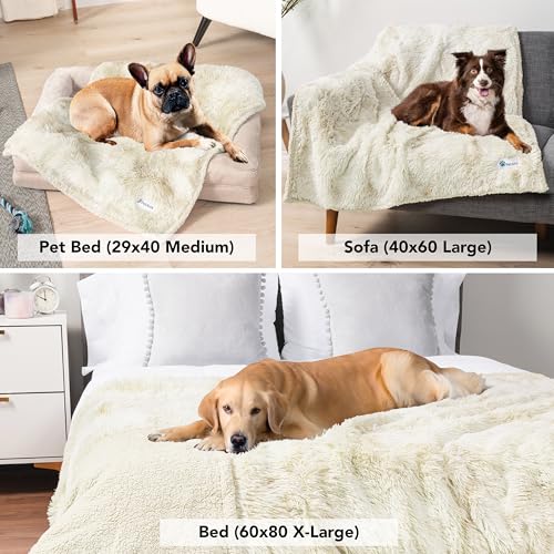PetAmi Waterproof Dog Blanket for Couch, Bed & Furniture,Reversible Sherpa & Faux Fur Pet Blanket, Leakproof Blanket for Dog Cat, Washable Couch Protector, Soft Calming Pet Throw (40x60, Cream Beige) - color: Beige, size: Large (40x60)