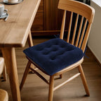ELFJOY 4 Pack Chair Cushions for Dining Chairs Chair Pads Cushion for Kitchen Office Tufted Square Seat Cushion with Ties (U Shape Navy) - color: V U Shape Navy