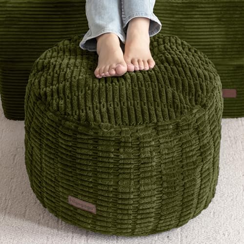 HIGOGOGO Pouf Ottoman Stuffed Round Modern Foam Filled Foot Rest Poufs for Living Room Chair Decorative 26 X 18 Inches Boho Relax Stool for Wedding Christmas Party, Green - color: Green, size: 26"D x 26"W x 18"H