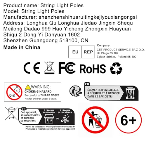 AHRLHR 6 Pack String Light Poles, Outdoor String Light Pole 10 ft Forked Metal Light Pole with Adjustable Outdoor Light Stand, Deck, Backyard, Garden, Wedding, Rustproof and Sturdy with Hooks. - size: 6 Pack-10FT