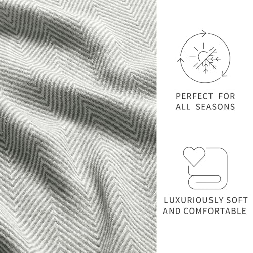 BOURINA Herringbone Throw Blanket,Soft Lightweight Cozy Throw for Bed Couch Decorative Blanket, Light Grey 50" x 60" - color: Light Grey, size: 50"x60"
