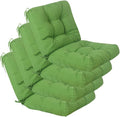 QILLOWAY Outdoor Seat/Back Chair Cushion Tufted Pillow, Spring/Summer Seasonal Replacement Cushions - Pack of 4 (Green)