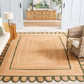 SAFAVIEH Area Rug 6x9 - Natural Fiber Collection - Natural & Olive, Handmade Jute, Ideal for Living Room, Bedroom, Dining Space (NFB125X) - color: Natural/Olive, size: 6' x 9' (Rectangular)