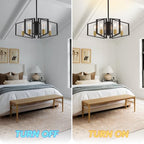 WJShome 4-Light Black and Gold Chandelier, Farmhouse Ceiling Light Fixtures, Dining Room Light Fixtures Over Table, Hanging Geometric Pendant Lights, for Kitchen Island, Bedroom, Foyer, Entryway - color: Black & Gold