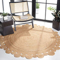 SAFAVIEH Natural Fiber Collection 11' Round Natural NFB307A Boho Country Charm Premium Jute Entryway Foyer Living Room Bedroom Kitchen Area Rug - size: 11' (Round)