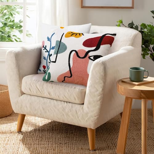 Merrycolor Boho Abstract Pillow Covers 18×18 inch Colorful Woman Face Line Cute Pillow Cases Mid Century Aesthetic Modern Boho Pillows Decorative Throw Pillows for Bed Couch Living Room,1PC - color: Abstract Face 3, size: 18" x 18" (Pack of 1)