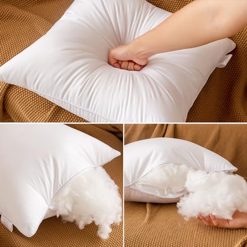 Oubonun 18x18 Inches Pack of 2 Throw Pillows Inserts, White Square Cushion Inner Soft Fluffy Plump Stuffer Pillows Inserts for Sofa Bed Couch - size: 18×18 inch