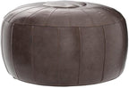 Thgonwid Unstuffed Moroccan Storage Pouf Foot Stool Ottoman Seat Handmade Faux Leather Bean Bag Floor Chair Foot Rest for Living Room, Bedroom or Balcony (Deep Coffee)