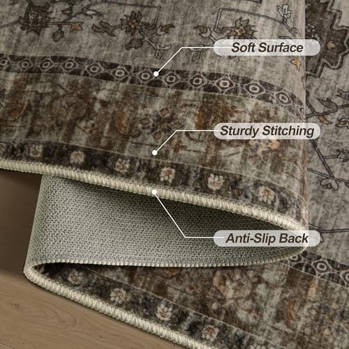 Tangsoo Washable Entryway Rugs 2x3 Vintage Non Slip Small Area Rug, Indoor Front Door Rug, Print Distressed Door Mat Indoor Entrance Soft Low Pile Throw Rug for Entry Kitchen Bedroom Grey - color: Grey/Taupe, size: 2' X 3' (Rectangular)