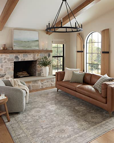 Loloi Magnolia Home by Joanna Gaines Millie Collection MIE-05 Stone/Natural 2'-7" x 14', .25" Pile Height, Runner Rug - color: Stone / Natural, size: 2'7" x 14' (Rectangular)