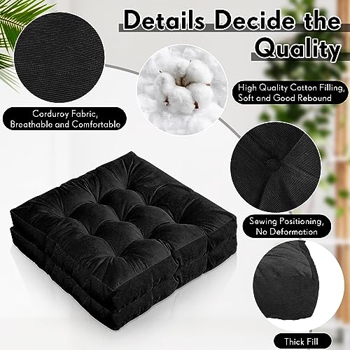 Jerify Floor Pillow Cushions Large Round Square Large Meditation Floor Pillow for Classroom Adult Meditation Picnic Party Seating Learning Daycare School(Square,Black,4 Pcs) - color: Black, size: Square