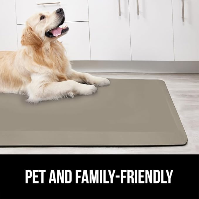GORILLA GRIP Comfortable Cushioned Kitchen Mats for Floor, 48x20, Waterproof and Stain Resistant Soft Top, 3/4 Inch Thick Ergonomic Standing Desk Anti Fatigue Mat, Foam Supports Ankles and Feet, Taupe