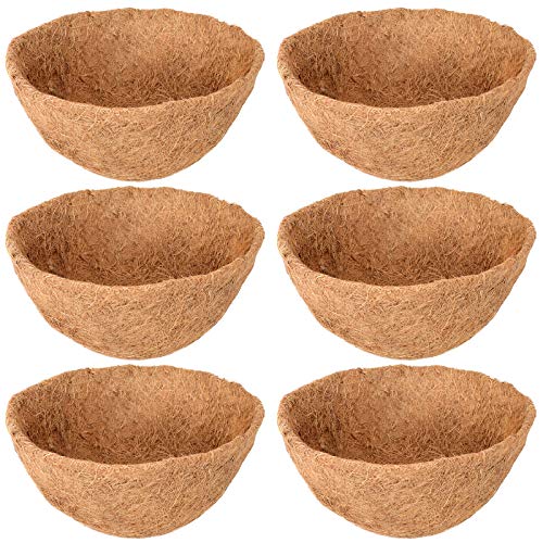 Legigo 6 Pack 14 Inch Hanging Basket Coco Liners Replacement, 100% Natural Round Coconut Coco Fiber Planter Basket Liners for Hanging Basket Flowers/Vegetables - color: 6pcs, size: 14 Inch