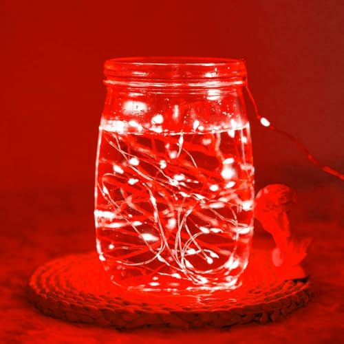 Ineximun 24 Pack LED Fairy Lights Battery Operated 7Ft 20Led Mini String Lights Waterproof Christmas for Mason Jars Bedroom DIY Party Wedding Christmas Decor Red - color: Red