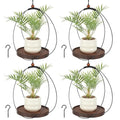4pcs Circle Plant Hanger, Adjustable Height Hanging Planters with Sturdy Wooden Base & Planter Basket Holder, Modern Boho Flower Pot Plant Display Decor for Indoor Wall Ceiling Window