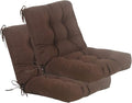 QILLOWAY Outdoor Seat/Back Chair Cushion Tufted Pillow, Spring/Summer Seasonal Replacement Cushions - Set of 2 (Coffee)