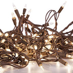 612 Vermont 50 Clear Mini Christmas String Lights on Brown Wire Cord, UL Approved for Indoor/Outdoor Use, 9 Foot of Lighted Length, 11 Foot of Total Length - size: 50 Light