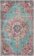 Rugs.com Fleur Collection Rug – 5' x 8' Light Blue Medium-Pile Rug Perfect for Bedrooms, Dining Rooms, Living Rooms - color: Light Blue 11, size: 5' x 8' (Rectangular)