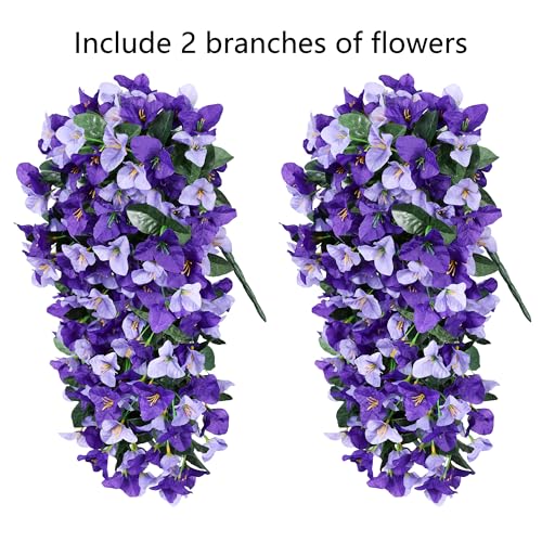 Faux Bougainvillea Artificial Flowers Plants for Outdoor Outside Decoration, 2pcs Fake Flowers Silk Long Trailing Vines UV Resistant Realistic Faux Flowers for Front Door Porch Planter Urn Yard, Mix - color: Light Purple + Dark Purple