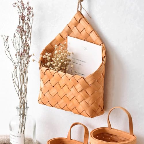 Alipis Woven Wall Hanging Letter Basket 12.59X8.66X2.36In Handcrafted Mail Organizer Storage for Home Office Entryway Flowerpot Holder
