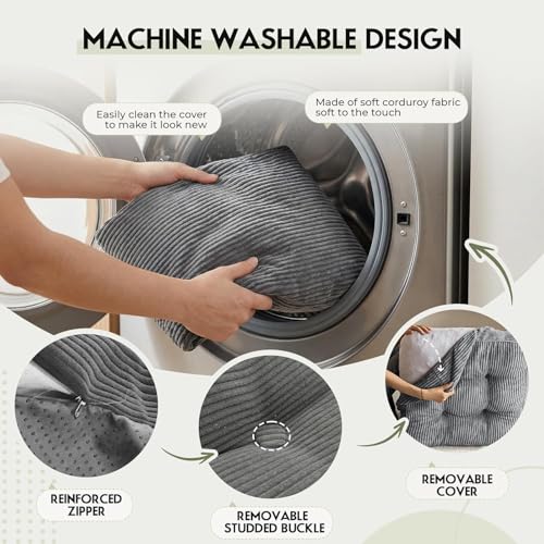 11" Thick Washable Floor Pillow for Adults, Yoga & Meditation Cushion with Handle, Square Large Pillows Seating with Removable Tufted Corduroy Cover for Tatami Living Room Board Games, Blind Shape - color: Blind Shape