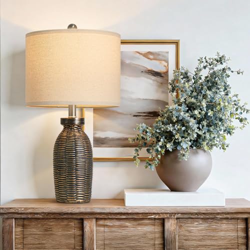 22.75" Table Lamps for Living Room Small Lamps for Bedroom Bedside Lamps Set of 2 Boho Lamps for Night Stands Nightstand Lamp Farmhouse Vintage Rustic Modern Side End Table Lamp Light Home Deco Gifts - color: Black & Gold