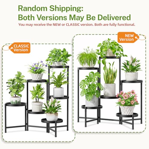 iDavosic.ly 6 Tier Large Plant Stand Indoor with 10 Inch Wide Tray, Tiered Corner Metal Outdoor Flower Display Holder Shelf, Folding Tall Rack for Patio Porch Living Room, Modern Black - color: Black, size: 6 Tiers