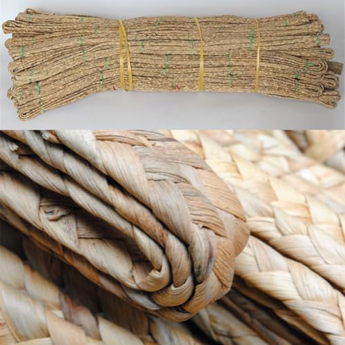 Czsycdsf 20 Meter 3 Strand Fiber Natural Corn Husk Braid Weave Braid Materials, Rattan Weave Material Basket Weaving Reed Weaving Supplies Rope for Crafts, DIY Projects and Repair Supplies, 1cm Width - size: 20 Meters (65.6 feet)