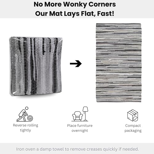 Ramanta Home Hand Woven 100% Cotton Rag Rug 3'x5' - Charcoal, Recycled Rugs, Boho Farmhouse Rugs for Living Room, Dinning Room, Kitchen, Entryway, Bedroom Rug - 36"x60" - color: Charcoal, size: 3 x 5 feet