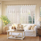 BECHAEO Boho Macrame Beaded Curtain Handmade Door String Curtain for Doorway Window Cotton Tassels Beads Hanging Room Divider Hallway Closet Bedroom Living Room Decor, White - 1 Panel 35" W x 79" L - size: 35"W x 79"L (Pack of 1)