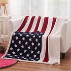 UKELER US Flag Patriotic Sherpa Throw Blanket 50''×60'', American National Flag Fleece Blanket for Bed/Couch/Sofa/Office/Camping, USA Military Veteran July 4th Gift - color: B-american Flag, size: 50''x60''