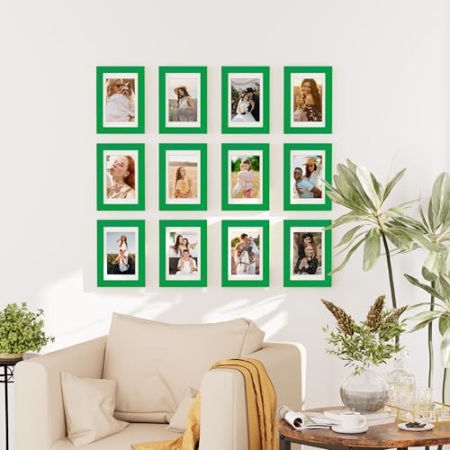 decorUhome 4x6 Picture Frame Set of 10, Display Photos 3.5x5 with Mat or 4x6 Unmatted for Picture Frames Collage Wall Decor, Green - color: Green, size: 4x6
