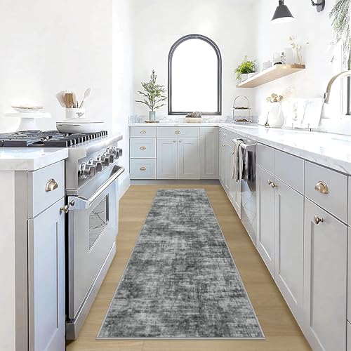 2'6''x8' Runner Rugs Washable Rug: Modern Abstract Living Room Rug Soft Anti-Skid Thin Carpet Indoor Floor Non-Shedding Carpets for Bedroom Dining Room Farmhouse Nursery Home Office - Black - color: Black, size: 2'6" x 8' (Runner)