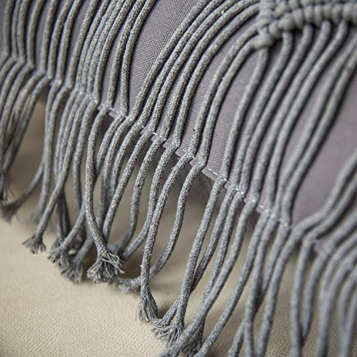 Phantoscope 100% Cotton Handmade Symmetry 3D Crochet Woven Boho Throw Pillow Farmhouse Pillow Insert Included Decorative Cushion for Couch Sofa Grey 18 x 18 inches 45 x 45 cm - color: Grey