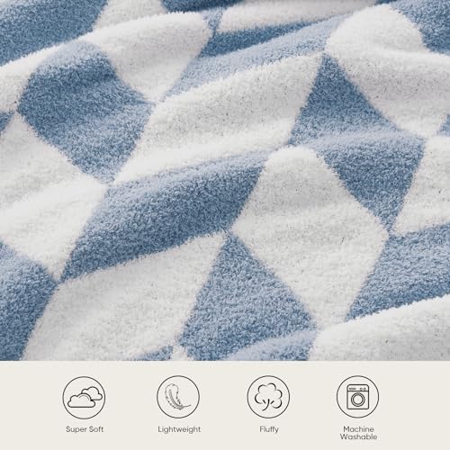 Snuggle Sac Chevron Throw Blanket for Couch, Reversible Super Soft Warm Blankets Cozy Knit Fuzzy Plush Lightweight Throws for Sofa, Bed, Camping, Blue, 50x60 inches - color: Chevron Blue, size: Throw(50"x60")