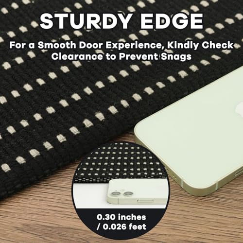 EARTHALL Small Area Rug 2x3 Ft Washable Rugs for Entryway Non Slip Braided Throw Rugs Door Mat Indoor Outdoor Entrance Cotton Woven Carpet for Kitchen Foyer Front Door, Black/Cream - color: Black and Beige, size: 2' x 3' (Rectangular)