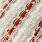 decorUhome Boho Throw Pillow Cover 18x18 inch, Soft Textured Decorative Pillow Cover with Tufted Striped Design for Couch, Sofa, Living Room, Orange