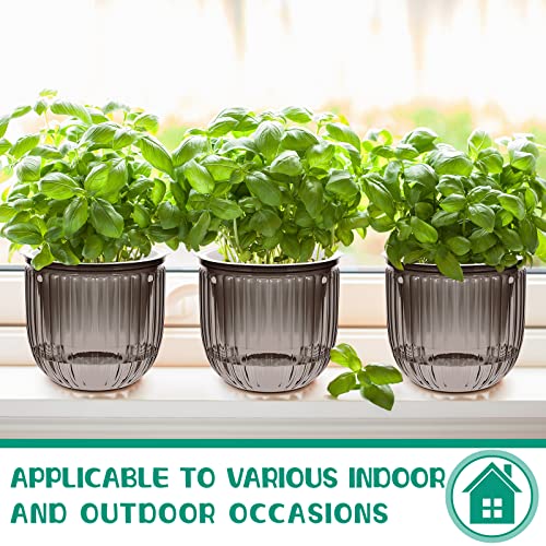 Meanplan 4 Pcs Self Watering Hanging Planter Indoor 6.5 Inch Hanging Baskets for Plants Outdoor Plastic Flower Pot with 3 Hooks Chains Drainage Holes for Garden Home, Medium Size(Gray) - color: Gray