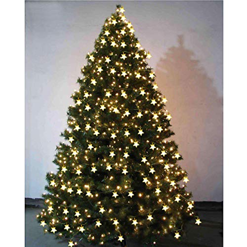 Warm White 50 Led Star Fairy Lights with Remote Control, Battery Powered Five-Pointed Star String Lights - color: Warm White