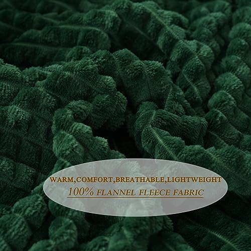 Puncuntex Green Throw Blanket 50"×60" Decorations Fleece Super Soft Plush Fuzzy Cozy Blanket with Square 3D Jacquard Grid Design Luxury Lightweight for Couch Sofa Chair,Dark Forest Green - color: Dark Green, size: 50"×60"