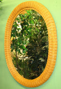 Wicker Mirror, Caramel XL Oval 30" x 39" - color: Caramel