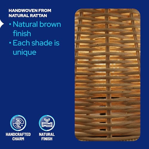 KASTLITE Woven Rattan Chandelier Lamp Shades - Empire Clip On Ceiling Light Cover - Boho Lampshades for Small Table & Sconce Fixtures - 3" Top x 6" Bottom x 5.25" Slant, Natural Brown Wicker, Set of 6