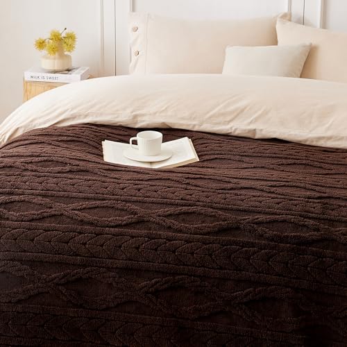 COOVA Brown Fleece Throw Blanket for Couch - Super Soft Cozy Plush Fuzzy Blanket for Sofa,Premium Sherpa Warm Throw for Women,Bed,Chair,50x60 Inches - color: Dark Brown, size: 50“x60”
