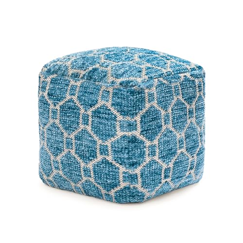 Anji Mountain Pouf Ottoman Foot Rest, Handmade Ottoman Pouf, Comfortable Foot Stool, Decorative Floor Seating for Living Room Decor, Bedroom & Home Décor Accent - Blue - color: Blue