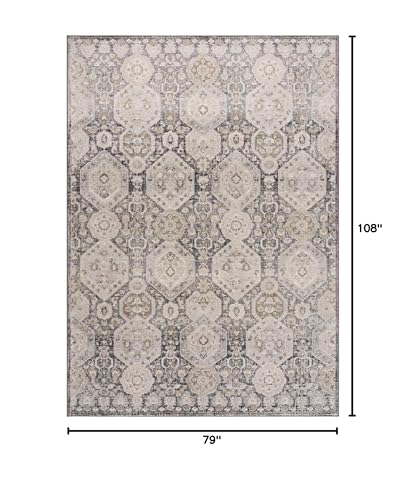 Hauteloom Kismet Boho Vintage Traditional Damask Area Rug - Farmhouse Traditional Floral Medallion Carpet for Living Room, Bedroom, Dining Room - Black, Tan, Gray, Brown, Beige 6'7" x 9' (6x9) - color: Beige, Black, Charcoal / Minoa, size: 6'7" x 9' (Rect