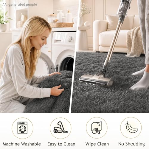 Ophanie 2x4 Small Rug Upgrade Non Slip Throw Bedside Area Rugs, Fluffy Soft Grey Mini Bedroom Carpet, Affordable Door Entryway Indoor Inside Front Entrance Dog Mat, Home Decor Aesthetic, Nursery - color: 1- Grey, size: 2' x 4' (Rectangular)