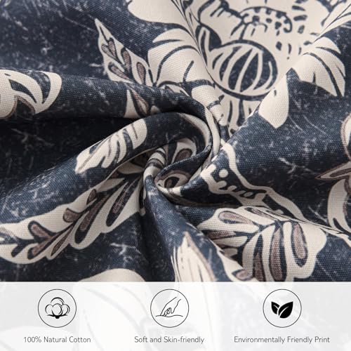 Navy Floral Pillow Covers 12x20：100% Cotton Vintage Throw Pillows Decorative Covers blue Boho Patterned Accent Modern Neutral Covers — Couch Sofa Bed Living Room Farmhouse Pillowcases Pack of 2 - color: Bf-navy Blue, size: 20" x 12" (Pack of 2)