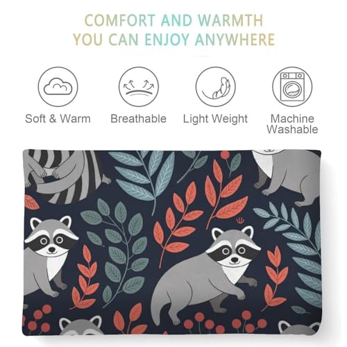Raccoon Pattern Blanket, Cute Animal Flannel Throw Blanket for Couch Bed Or Chair, Luxury Lightweight Comfy Blankets Home Decor Gift(1)(2) 60x80in(150 * 200cm) - color: Style-1, size: 60x80in(150*200cm)